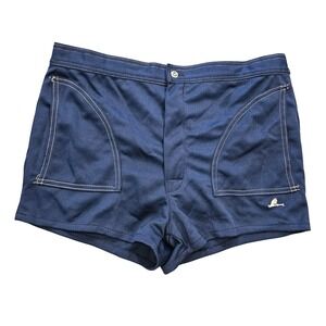 Vintage Catalina Mens Navy Blue Swim Trunks Anchor Button Retro Board Shorts 38